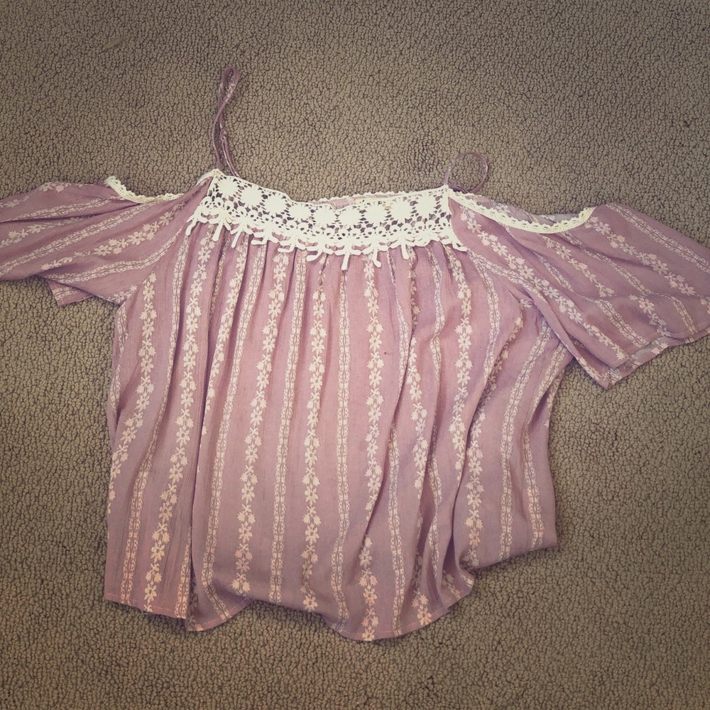 Lily White off shoulder top w/ spaghetti straps